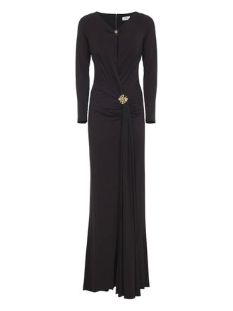 Elisabetta Franchi Maxi-jurk met gedrapeerd detail - Bruin