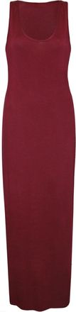 Purple Hanger New Womens Racer Back Scoop Neck Plain Summer Dresses Ladies Sleeveless Stretch Fit Long Vest Maxi Dress Burgundy Size 16-18