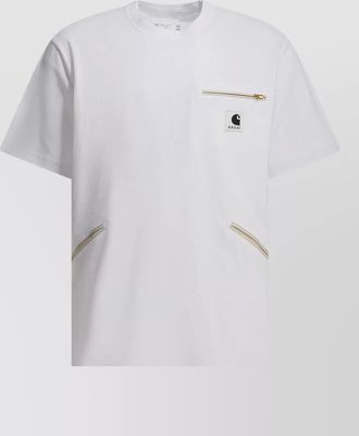 sacai carhartt wip crew neck zip pocket t-shirt