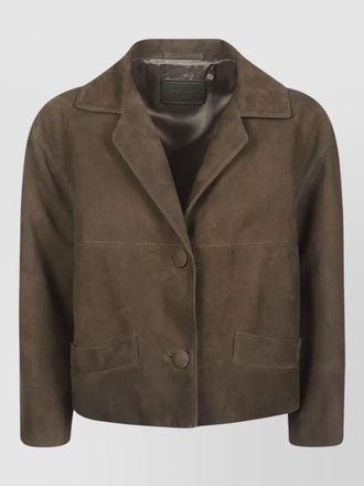 Prada suede lamb jacket front pockets lapels