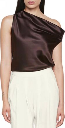 Enza Costa Silk Bias Off-Shoulder Top In Brown