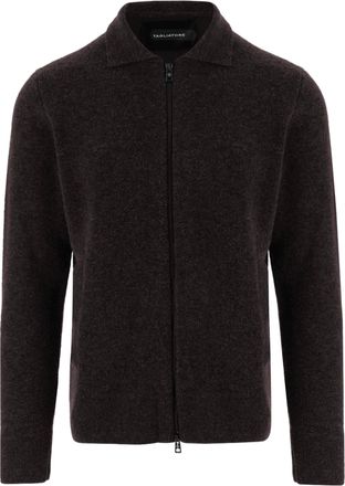 Tagliatore Dark Purple Double-Zipper Wool-Cotton Cardigan
