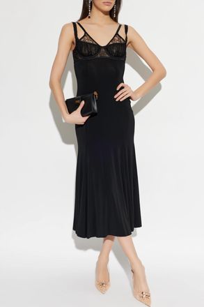 Dolce & Gabbana Strappy Dress With Lace Inserts, Womens, Black