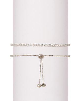 Savvy Cie Jewels 18K Over Silver Cz Adjustable Bracelet