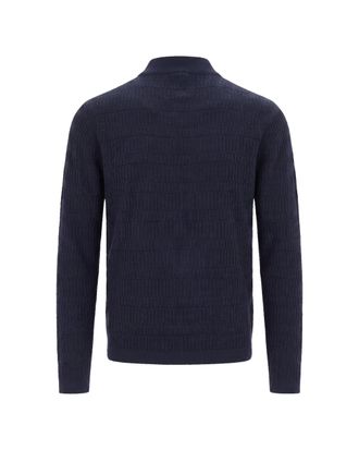 Emporio Armani Fancy Stitch Virgin Wool Cardigan - Navy