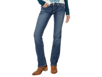 Ariat Real Mid- Rise Arrow Fit Gianna Stackable Straight Leg Jeans in Stryker Womens Jeans Stryker : 28 XL, Cotton/Denim/Lycra