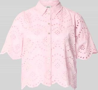 Only Loose Fit Bluse mit Lochstickerei Modell VALAIS in Rosa, Gr&ouml;&szlig;e XL