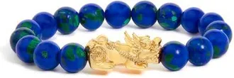 House of Brilliance 18K Yellow Gold Azurite Beaded Dragon Charm Bracelet at Nordstrom