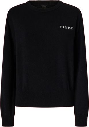 Pinko Martinica maglia blend con logo - Dames - Ronde hals truien - Zwart - L - Wol - Truien & Vesten
