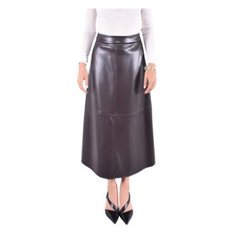 Max Mara Midi-rok met lederlook - Dames - Rokken - Bruin - Maat: XS Jersey