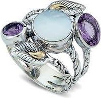 Samuel B. Mother-of-Pearl & Amethyst Leaf Ring in Silver Multi Color at Nordstrom Rack, Size 6