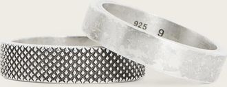 AllSaints Sterling Silver Mars Tex Ring Set, Size: M