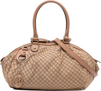 Gucci Pre-owned Womens Babouska Satchel Adjustable Strap - Tan Textile - One Size