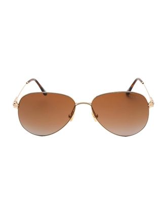 Tom Ford Womens Tom Ford Porscha Dark Brown Lens Gold Sunglasses - Size: ONE size