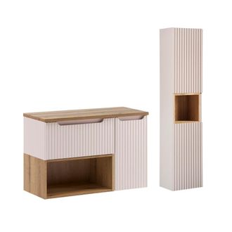 Petits Meubles Conjunto de mueble y columna de 90 cm paneles laminados cachemira
