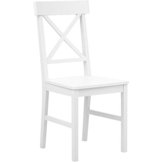 Beliani Set of 2 Dining Chairs Cottage Farmhouse Poplar Wood mdf White Barlee