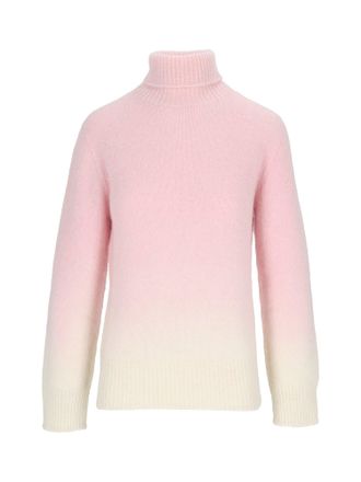 Kangra Cashmere Gradient Seamless Turtleneck Sweater with Ribbed Finishing