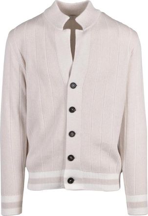 Eleventy Truien & Vesten, Heren, Beige, S, Kasjmier, English Rib Kasjmier Vest met Hoornen Knopen