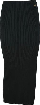 Twinset Rokken, Dames, Zwart, L, Polyester, Longuette Cannettata Rok