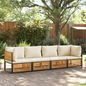 vidaXL Set Sof&aacute;s De Jard&iacute;n Con Cojines 4 Pzas Madera Maciza De Acacia Vidaxl