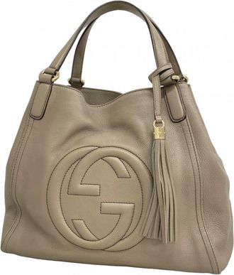 Gucci Grayish Leather Tote Bag (Pre-Owned)