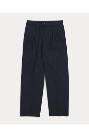 Fortela Newyork Pleated Cotton Trousers in Blue at Nordstrom, Size 36 Eu