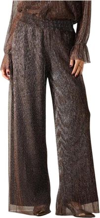 Notre-V Bronzen Pantalon voor stijlvolle vrouwen - Dames - Wijde Broeken - Bruin - S - Broeken