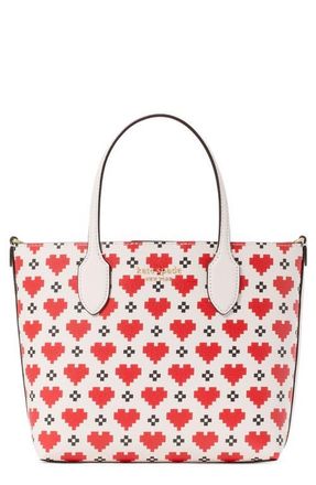 Kate Spade New York bleecker pixelated hearts print crossbody tote in Cream. at Nordstrom