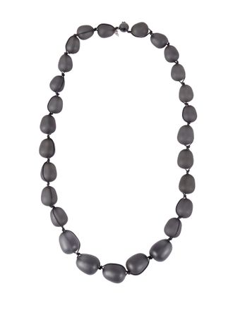 Emporio Armani Matte Black Resin Bead Necklace
