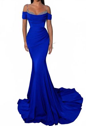 Portia & Scarlett Diamond Sweetheart Neckline Gown In Cobalt