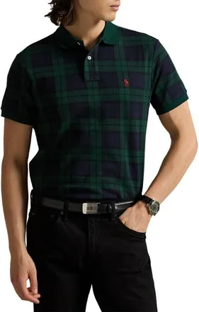Polo Ralph Lauren Classic Fit Palid Jacquard Cotton Polo in Blackwatch Tartan at Nordstrom, Size Xx-Large