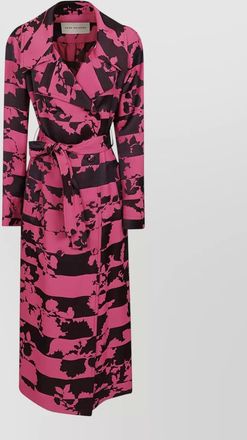 Dries Van Noten floral motif trench coat waist belt