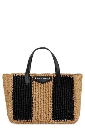 Rebecca Minkoff Mini Raffia Tote in Black/Brown at Nordstrom