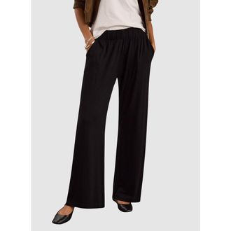 Baukjen Palazzo Straight Leg Trousers in Caviar Black at Nordstrom, Size 10