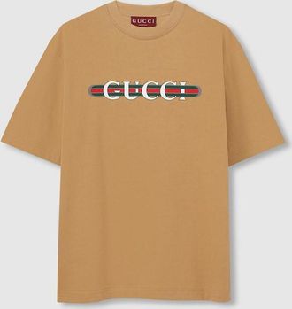 Gucci Cotton Jersey T-shirt With Print, Size XXXL, Beige, Ready-to-wear