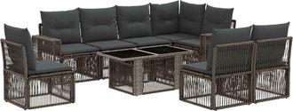 vidaXL Conjunto De Sof&aacute;s De Jard&iacute;n 9 Uds. Gris Y Gris Oscuro Vidaxl