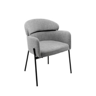 Koketto Home Silla tapizada gris claro con respaldo alto y reposabrazos