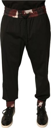 Dolce & Gabbana Camouflage Jogger Cargo Broek met Trekkoordsluiting - Heren - Sweatpants - Zwart - XL - Wol - Broeken