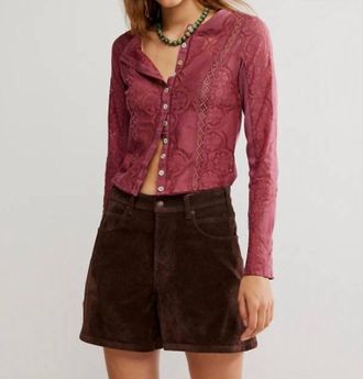 Free People Jae Sheer Lace Knit Top In Crushed Berry