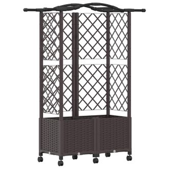 vidaXL Cama Elevada Con Trellis Y Techo Marr&oacute;n 122 X 40 X 144 Cm Pp Vidaxl