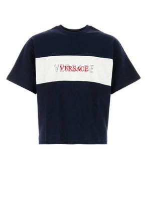 Versace Navy Blue Logo T-Shirts