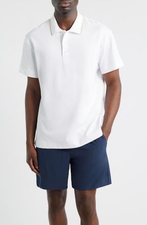 On Courtside Tipped Piqu&eacute; Polo in White/Sand at Nordstrom, Size Xx-Large