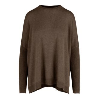 Bomboogie Round-neck Knitwear, female, Brown, Size: M Oversized merino wool long sleeve sweater