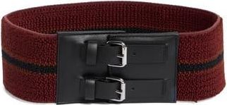 Longchamp Mixed Media Belt in Burgundy at Nordstrom Rack