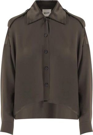 Khaite Zijden Blouse met Gebogen Zoom - Dames - Overhemden - Bruin - S - Overhemden