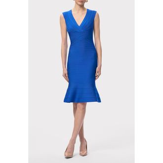 H&eacute;rve L&eacute;ger The Sophia Flare Hem Bandage Dress in Bright Blue at Nordstrom Rack, Size Xx-Small