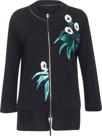 Marni sequins flower leather zip jersey jacket