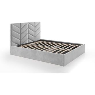 Vente-Unique Letto contenitore 200 x 200 cm - Tessuto strutturato - Grigio - JUSTANI