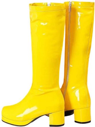 Generic Womens High Boots Patent Leather Waterproof Knee Boots Party Shoes
