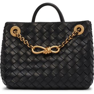 Bottega Veneta Small Andiamo Chain Leather Shoulder Bag in 1019 Black-M Brass at Nordstrom